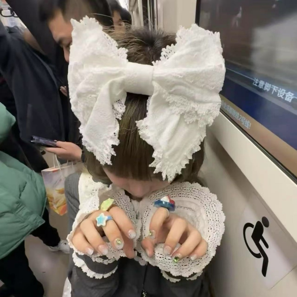 Cosplay Prop Bow - Tiara de Renda Y2K Lolita com